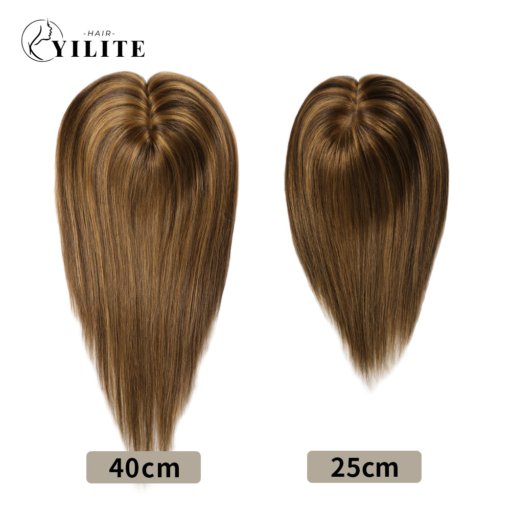(#P10/4) Golden Brown Chocolate Brown Clip In Hair Toppers for Women in 25cm and 40cm 