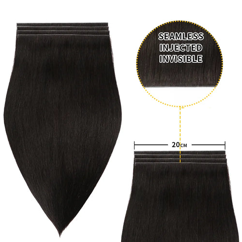 (#1B) Natural Black Tape Weft Hair Extensions 20CM 4Pcs