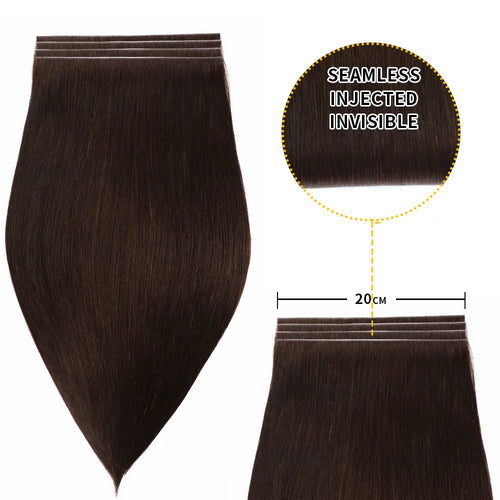 (#2) Darkest Brown Tape Weft Hair Extensions 20CM 4Pcs