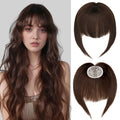 Model Wearing (#2) Darkest Brown Clip In Bangs