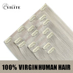 Back View of Silver Seamless Clip Ins  7Pcs 16 Clips Virgin Human Hair 