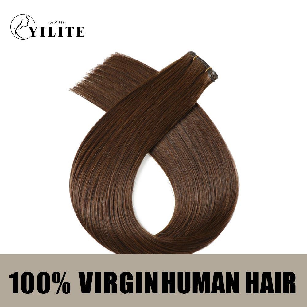 (#4) Chocolate Brown Genius Weft Virgin Human Hair