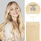 Model Showcasing (#613) Bleach Blonde Genius Wefts, Handmade, Thin, and Natural