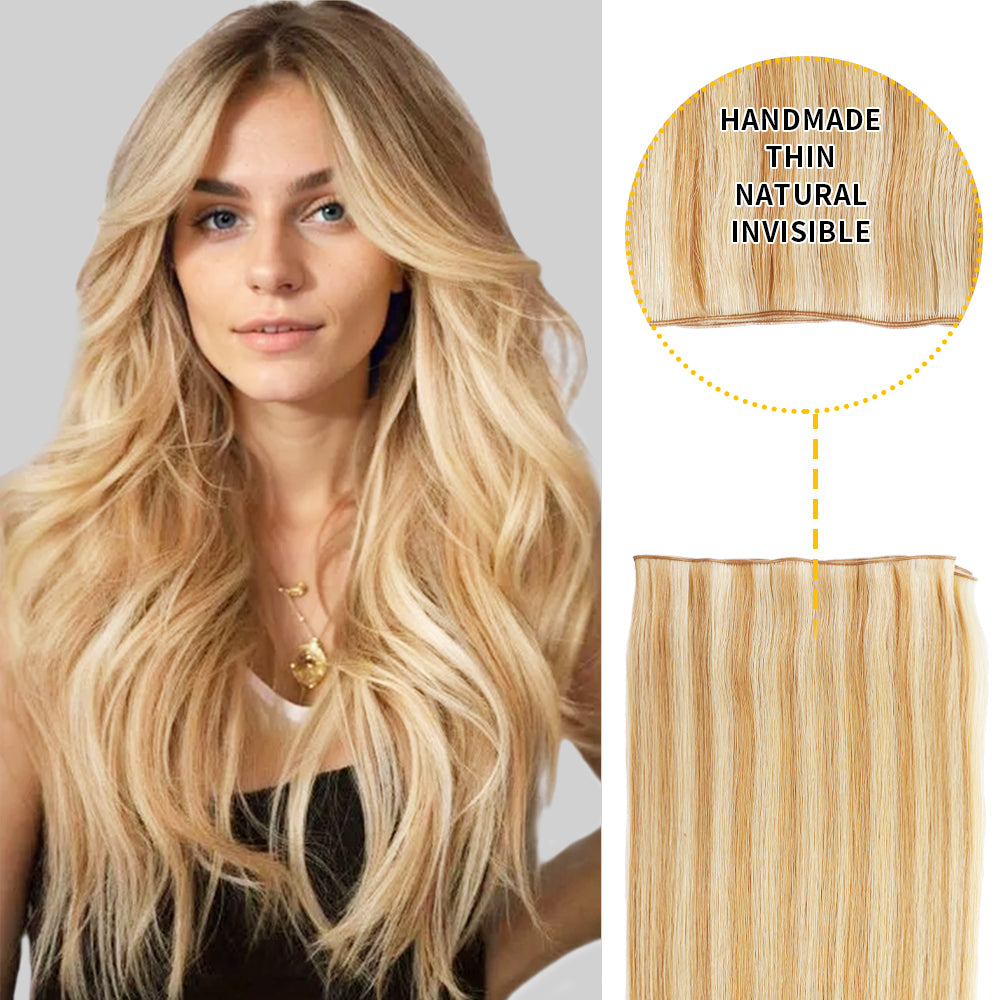 Model Showcasing (#P27/613) Genius Wefts, Handmade, Thin, and Natural 