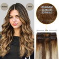 Before and After Wearing (#P6/613/T4) Seamless Clip In Hair Pads, 10cm Wide Piece 
