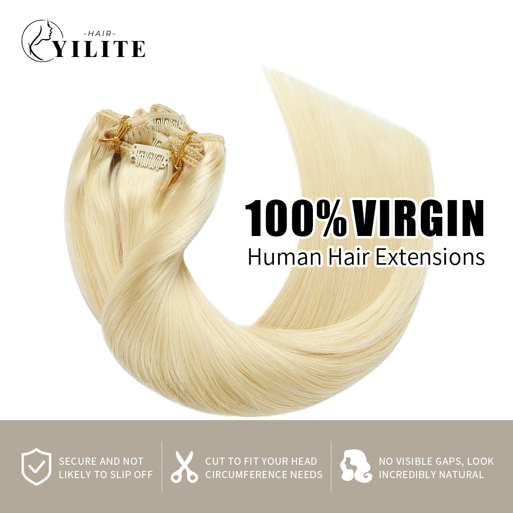 Virgin Human Hair (#60) Platinum Blonde Classic Clip Ins