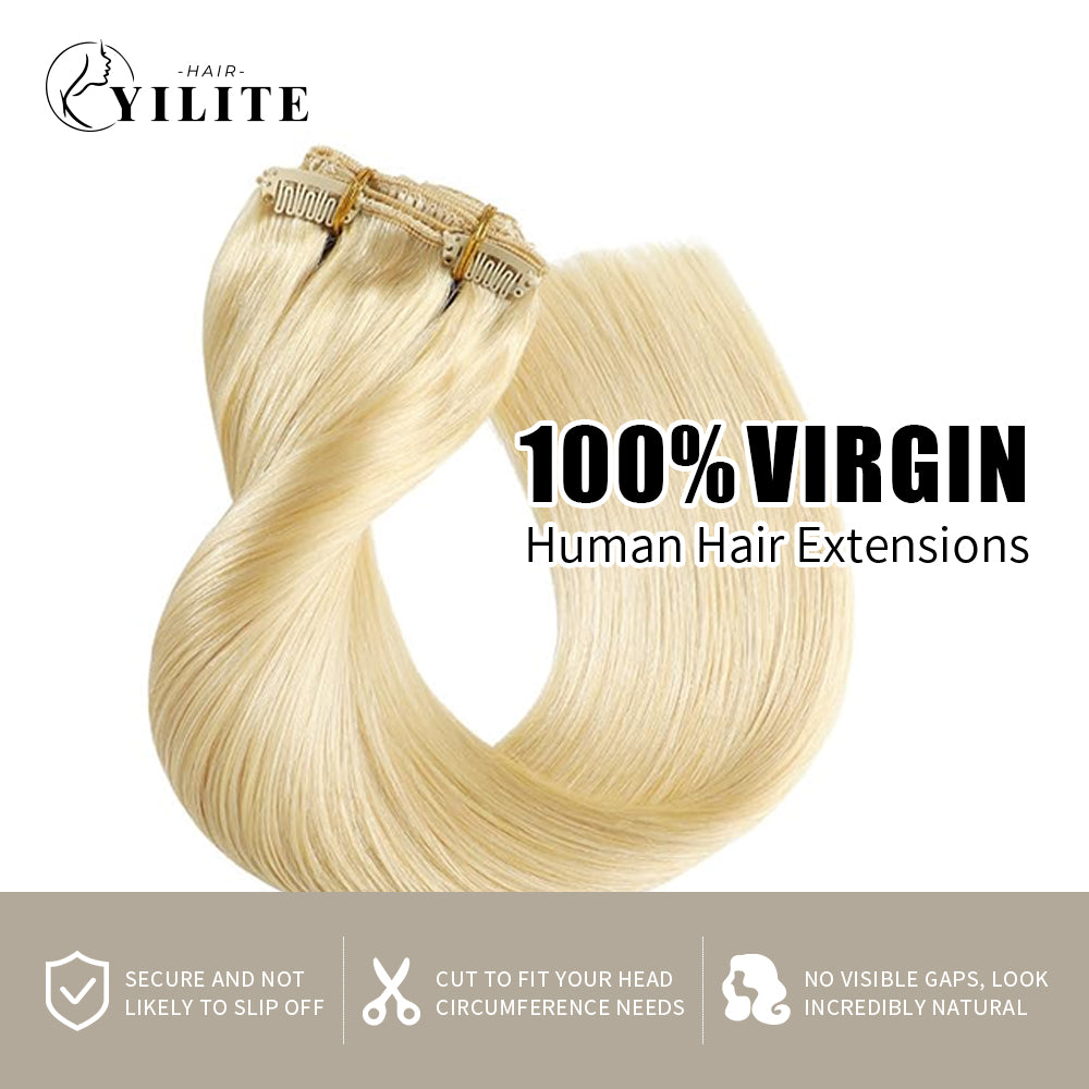 Virgin Human Hair (#613) Bleach Blonde Classic Clip Ins