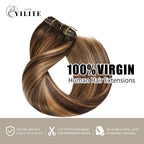 Virgin Human Hair (#P4/27/T4) Chocolate Brown to Caramel Blonde Classic Clip Ins