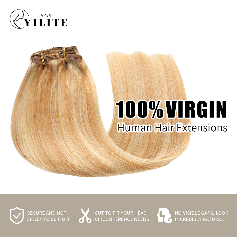 Virgin Human Hair (#P27/613) Strawberry Blonde Bleach Blonde Classic Clip Ins