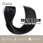(#1) Jet Black Invisible Wire Hair Extensions 100% Virgin Human Hair 