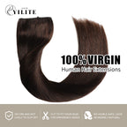 (#2) Darkest Brown Invisible Wire Hair Extensions 100% Virgin Human Hair  