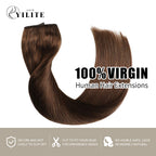 (#4) Chocolate Brown Invisible Wire Hair Extensions 100% Virgin Human Hair  