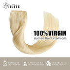 (#60) Platinum Blonde Invisible Wire Hair Extensions 100% Virgin Human Hair