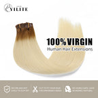 Virgin Human Hair (#T8/60) Light Brown to Platinum Blonde Classic Clip Ins