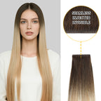 YiliteVip (#T2/P18/613) Darkest Brown with Blonde Balayage Invisible Tape In Extensions 20Pcs