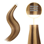YiliteVip (#P4/27) Caramel Blonde Balayage Invisible Tape In Extensions 20Pcs