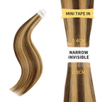 YiliteVip (#P4/27) Caramel Blonde Balayage Mini Tape In Hair Extensions 20Pcs