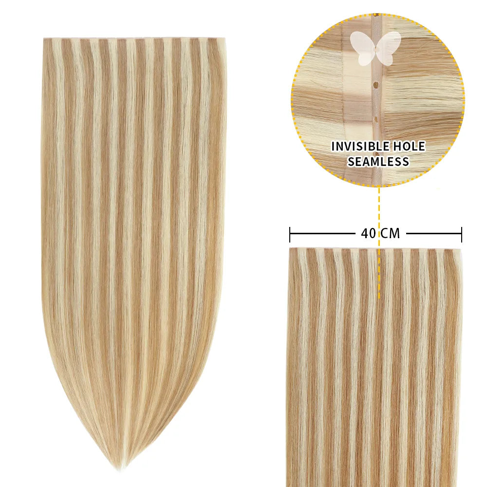YiliteVip (#P18/613) Ash Blonde Highlights Butterfly Weft Hair Extensions