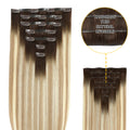 YiliteVip (#T2/P18/60) Darkest Brown with Ash Blonde Balayage Seamless Clip Ins 7Pcs