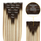 YiliteVip (#T2/P18/60) Darkest Brown with Ash Blonde Balayage Seamless Clip Ins 7Pcs