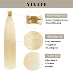 (#60) Platinum Blonde I Tip Extensions with Italian Keratin Glue, 100% Virgin Hair, Healthy Ends