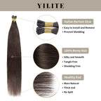 (#2) Darkest Brown U Tip Hair Extensions with Italian Keratin Glue, 100% Virgin Hair, Healthy Ends
