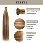 (#P4/27) I Tip Extensions with Italian Keratin Glue, 100% Virgin Hair, Healthy Ends