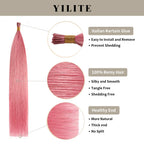 Hot Pink I Tip Extensions with Italian Keratin Glue, 100% Virgin Hair, Healthy Ends