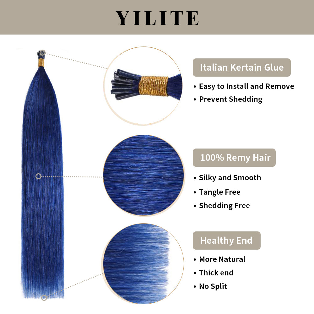 YiliteVip Blue I Tip Extensions