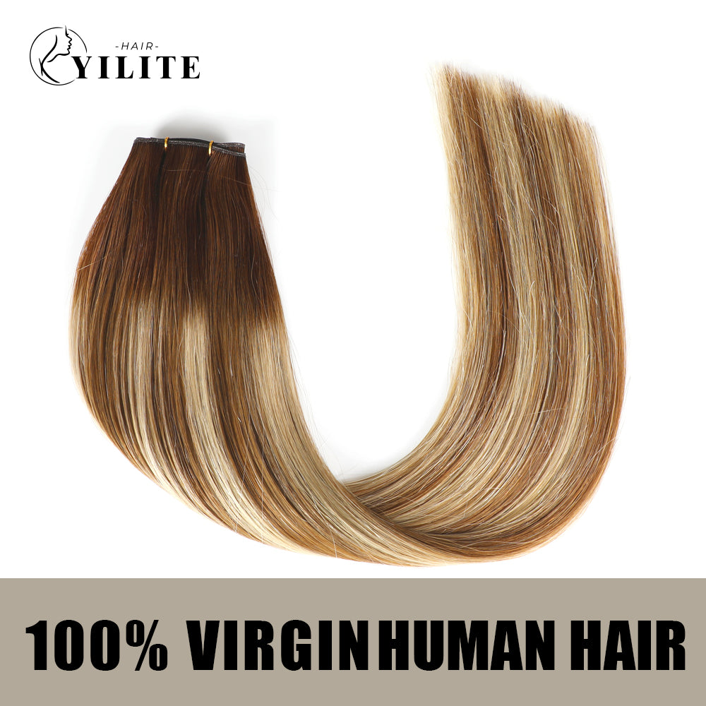 (#P6/613/T4) Brown to Blonde Balayage Genius Weft Virgin Human Hair