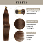 (#4) Chocolate Brown I Tip Extensions with Italian Keratin Glue, 100% Virgin Hair, Healthy Ends