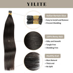 (#1B) Natural Black I Tip Extensions with Italian Keratin Glue, 100% Virgin Hair, Healthy Ends