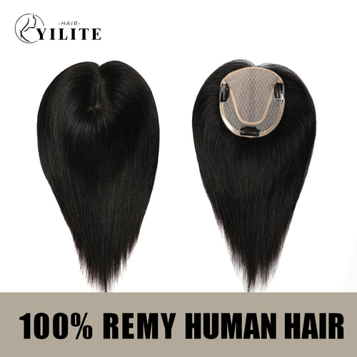 (#1) Jet Black 12cm x 13cm Clip-In Hair Toppers for Women