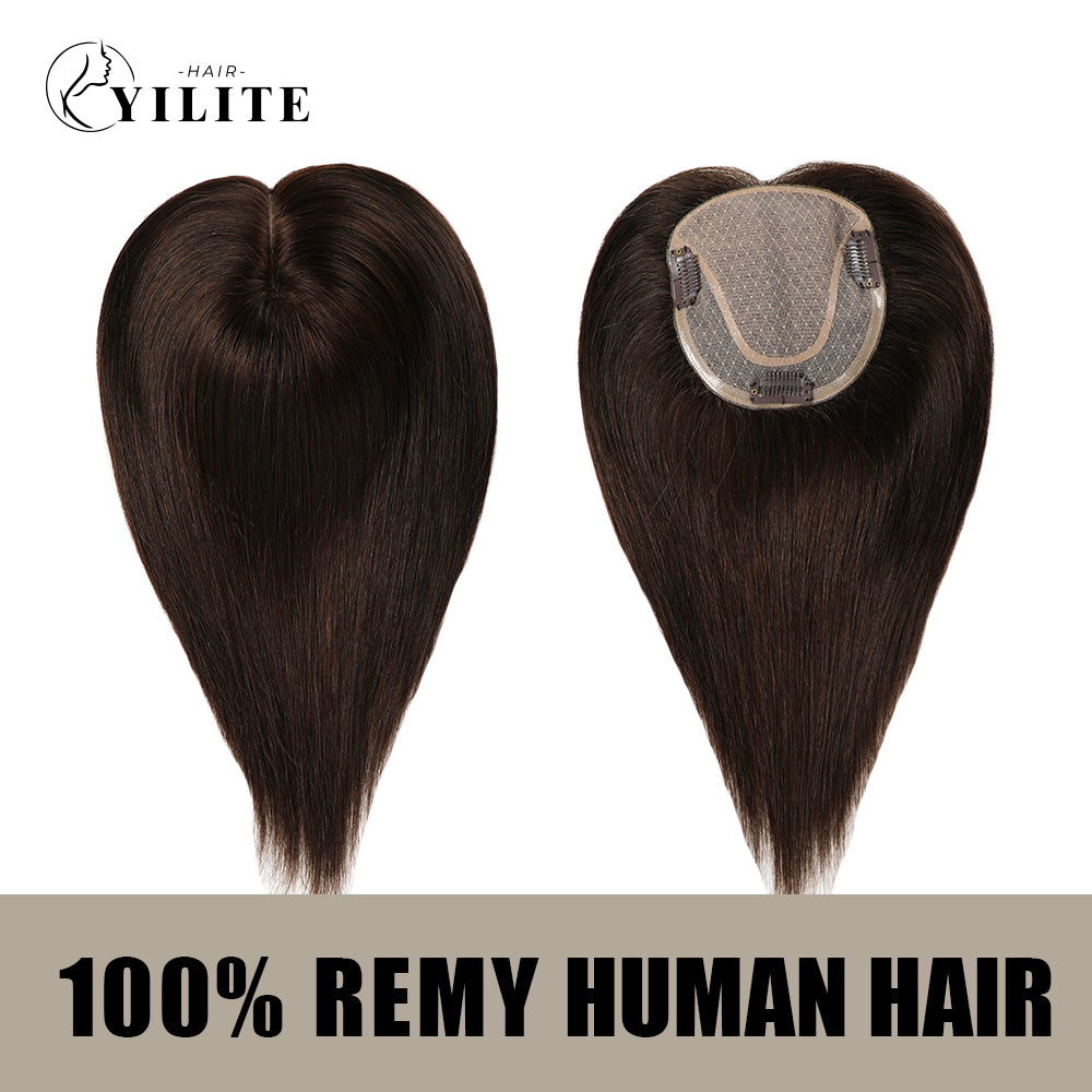 (#2) Darkest Brown Hair Toppers Virgin Human Hair 12×13 Mono Silk Base