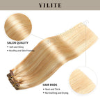 (#P27/613) Strawberry Blonde Bleach Blonde Classic Clip Ins with salon quality and hair ends