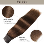 (#4) Chocolate Brown Invisible Wire Hair Extensions with Salon Quality and Thick Hair Ends 