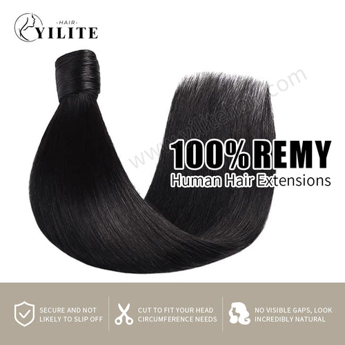 (#1B) Natural Black Wrap Around Ponytail Extension Virgin Human Hair