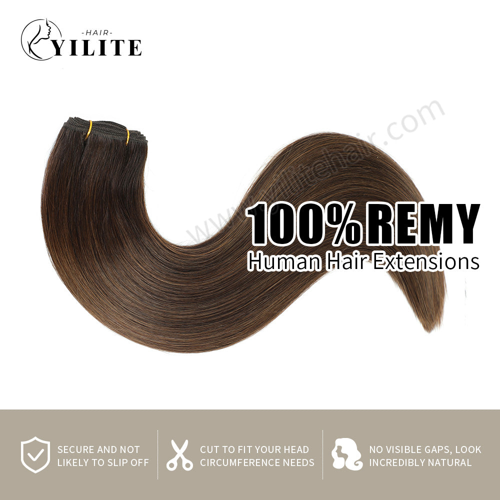 (#P2/6/T2) Darkest Brown Balayage Sew In Weft Virgin Human Hair