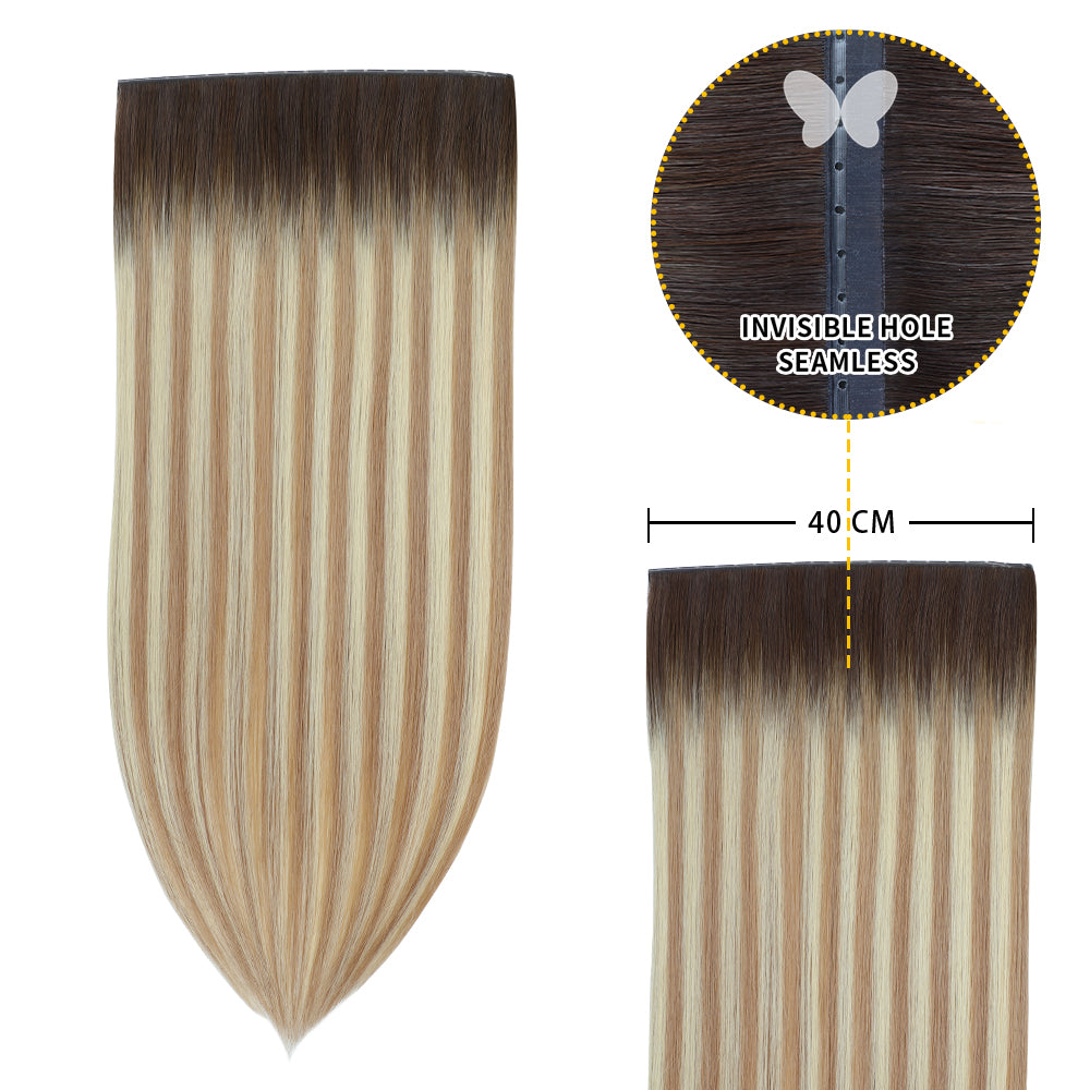 YiliteVip (#T2/P18/60) Darkest Brown with Ash Blonde Balayage Butterfly Weft Hair Extensions