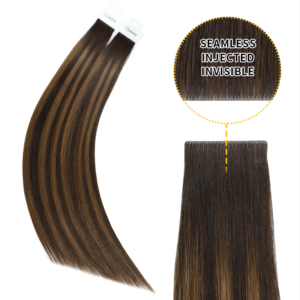 YiliteVip (#P2/6/T2) Darkest Brown Balayage Invisible Tape In Extensions 20Pcs