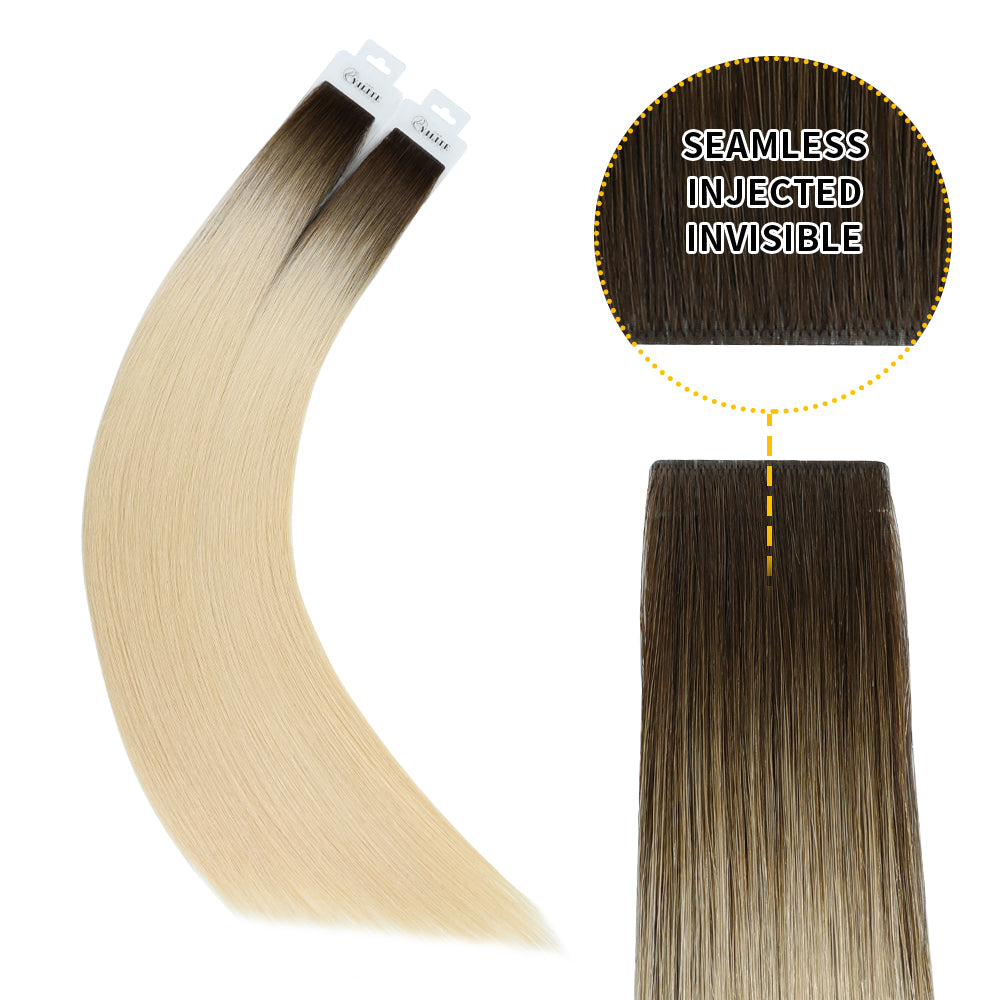 YiliteVip (#T2/60) Darkest Brown to Platinum Blonde Invisible Tape In Extensions 20Pcs
