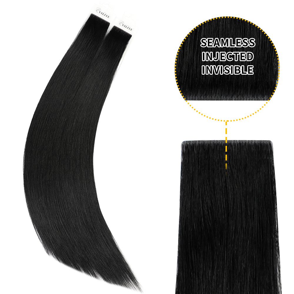 YiliteVip (#1) Jet Black Invisible Tape In Extensions 20Pcs