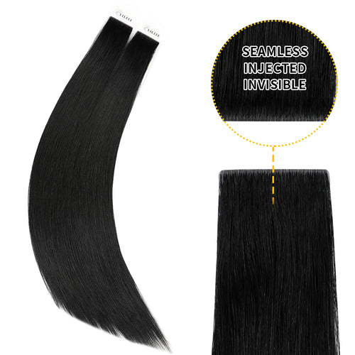 YiliteVip (#1) Jet Black Invisible Tape In Extensions 20Pcs