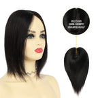 Model Showcasing (#1) Jet Black Clip In Hair Toppers for Women
