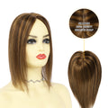 Model Showcasing (#P10/4) Golden Brown Chocolate Brown Clip In Hair Toppers for Women