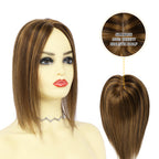 Model Showcasing (#P10/4) Golden Brown Chocolate Brown Clip In Hair Toppers for Women