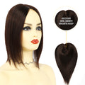 Model Showcasing (#2) Darkest Brown Clip In Hair Toppers for Women