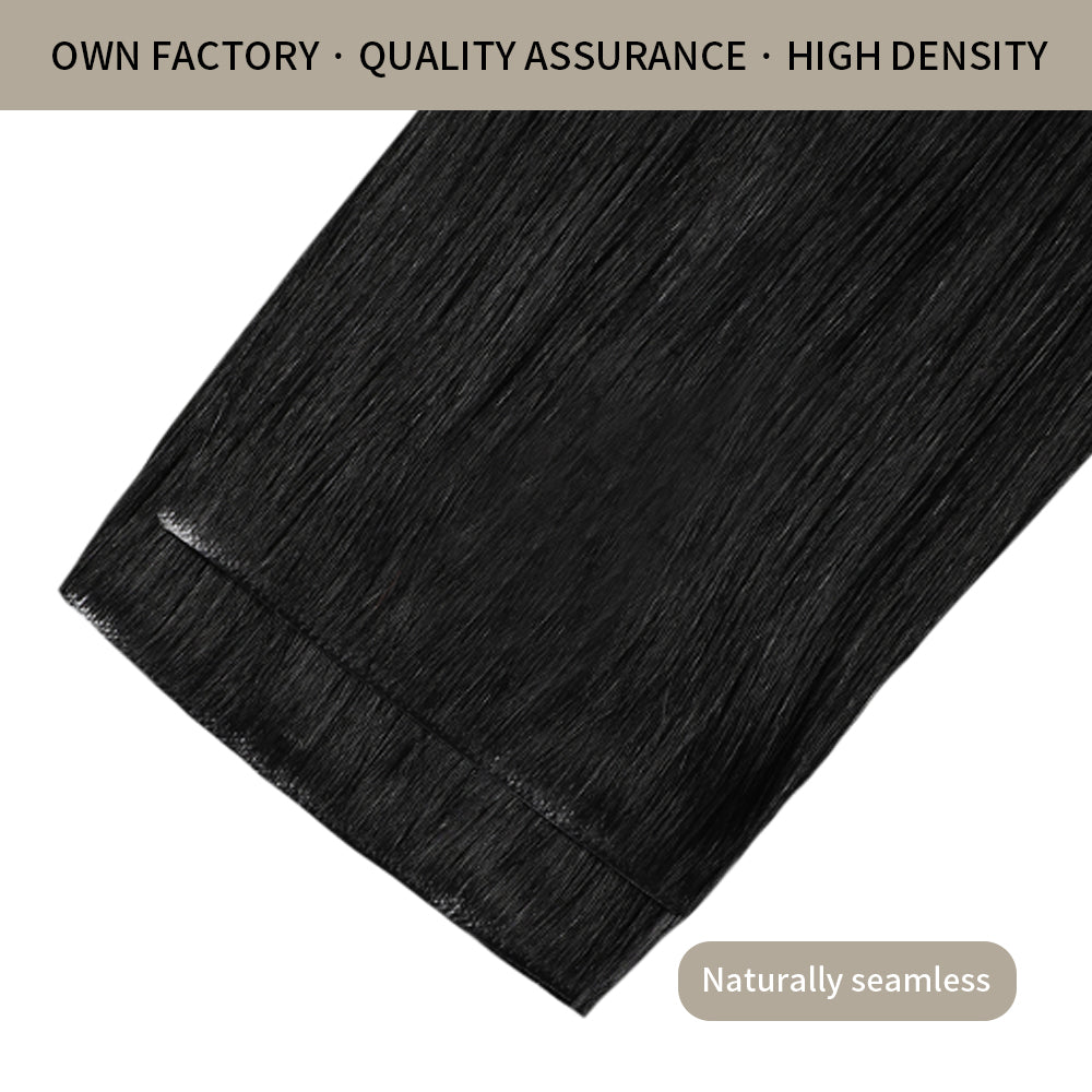 Front View of 2 Seamless Clip In Hair Pads (#1) Jet Black
