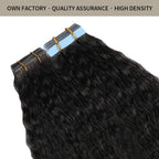(#1B) Natural Black Kinky Straight Invisible Tape Ins with High Density and Quality Assurance