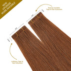 Comparison of (#33) Dark Auburn Narrow Mini Tape In Hair Extensions vs Ordinary Tape In Extensions 